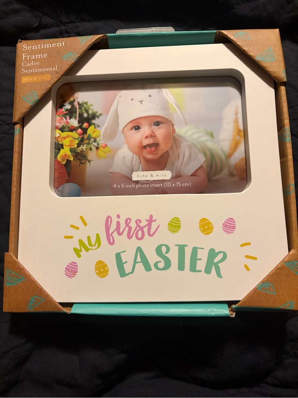 kate & milo White "My First Easter" Kids Photo Frame